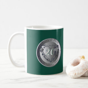 20th Wedding Anniversary Emerald 2Heart Medallion Coffee Mug