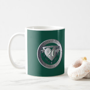 20th Wedding Anniversary Emerald 2Heart Medallion Coffee Mug