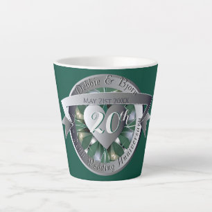 20th Wedding Anniversary Emerald Heart Medallion  Latte Mug