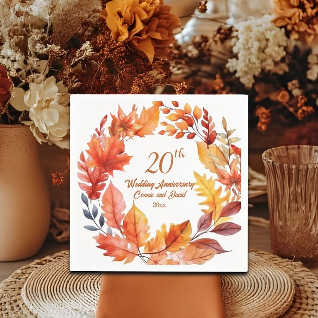 20th Wedding Anniversary Fall Floral Napkin (Creator Uploaded)