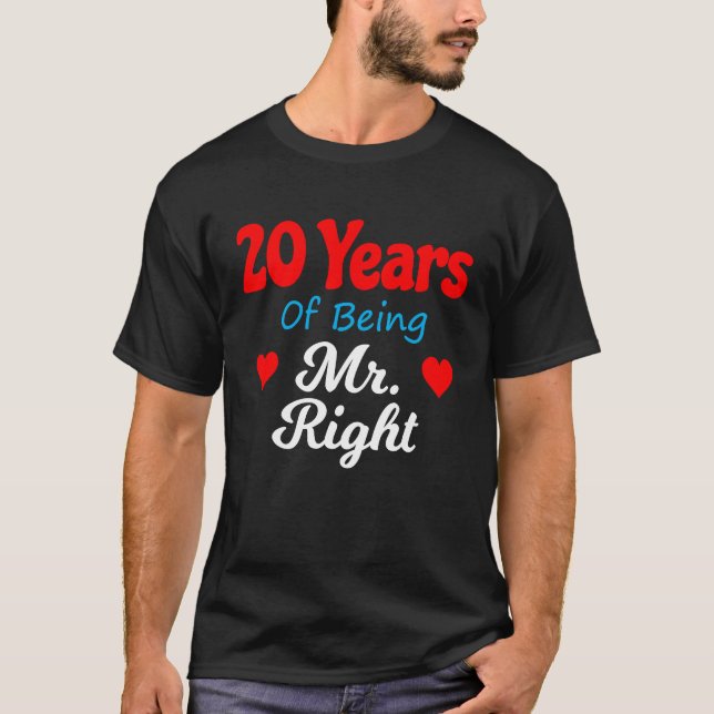 20th Wedding Anniversary for Men Him Mr Right Husb T-Shirt (Front)