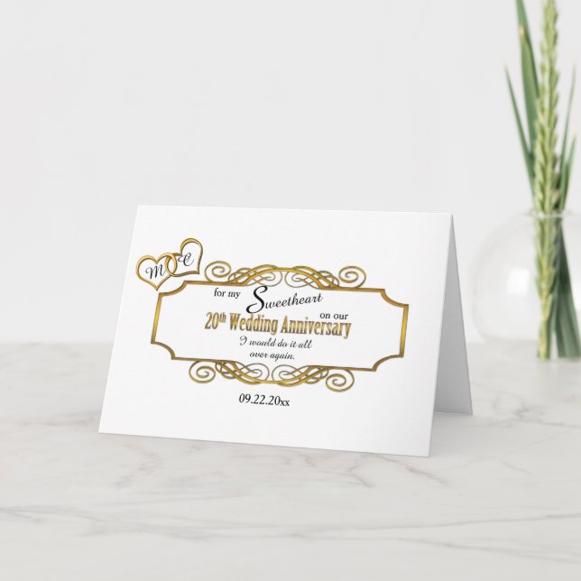 20th Wedding Anniversary for My Sweetheart Card (Front)