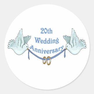 20th wedding anniversary gifts t classic round sticker