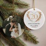 20th Wedding Anniversary Gold Hearts Couple Photo  Ornament<br><div class="desc">20th Wedding Anniversary Gold Hearts Couple Photo Ornament</div>
