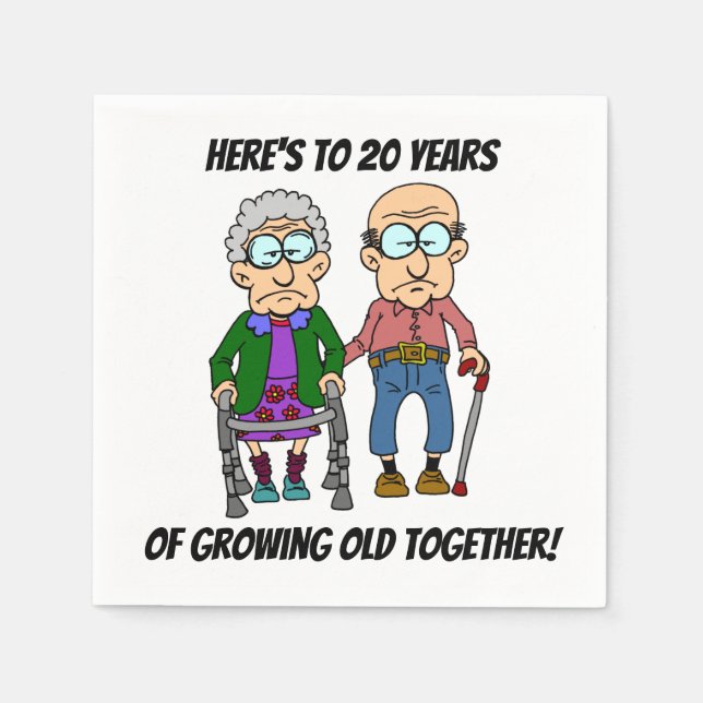 20th Wedding Anniversary Growing Old Napkin (Front)