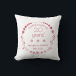 20th Wedding Anniversary Hearts Cushion<br><div class="desc">Celebrate a milestone wedding anniversary with this gorgeous and elegant wall clock with a design featuring a wreath with red and pink hearts.</div>