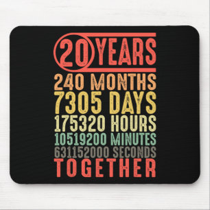 20th Wedding Anniversary Him Her Matching Couples Mouse Mat