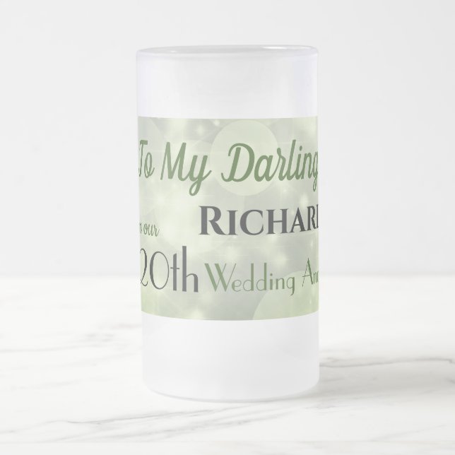 20th Wedding Anniversary Husband Frosted Glass Beer Mug (Center)