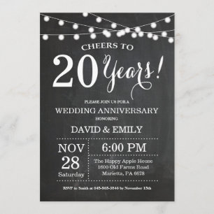 20th Wedding Anniversary Invitation Chalkboard