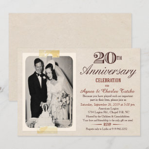 20th Wedding Anniversary Invitation - Custom Photo