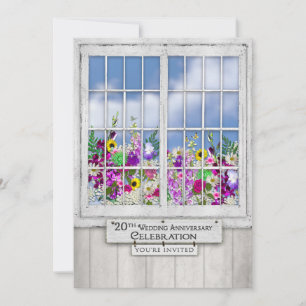 20th Wedding Anniversary INVITATION, Rustic Window Invitation