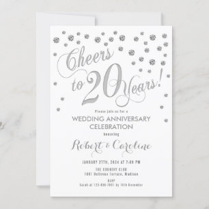 20th Wedding Anniversary Invitation - Silver White