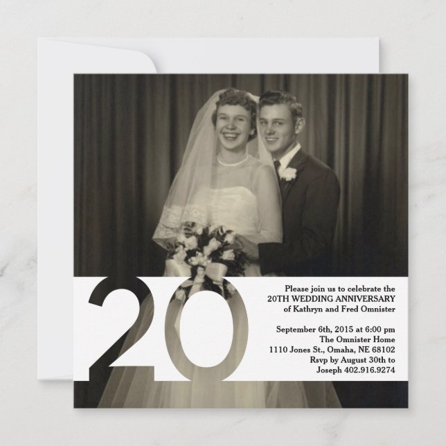 20th Wedding Anniversary Invite 5.25 x 5.25 (Front)