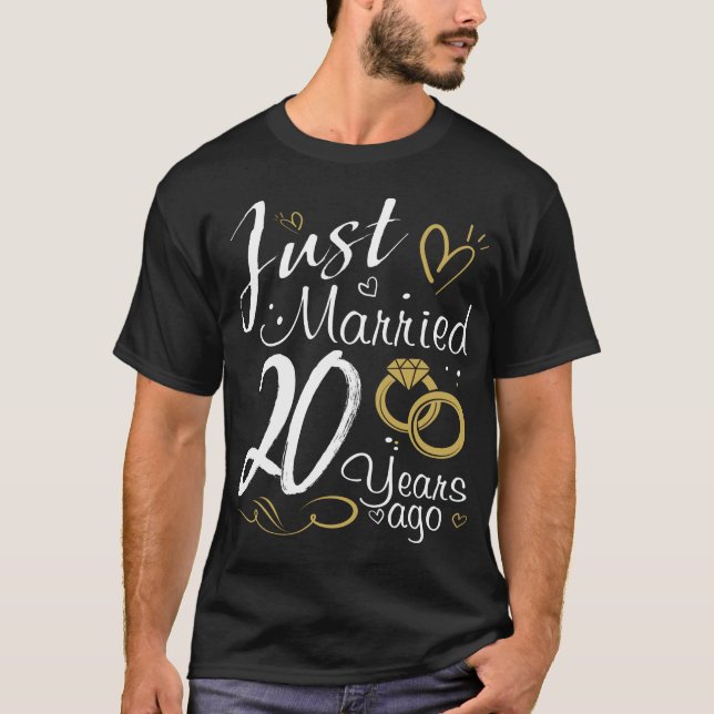 20th Wedding Anniversary. Just Married 20 years Ag T-Shirt (Front)