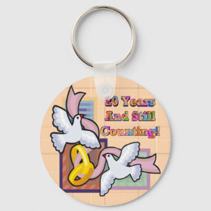 20th Wedding Anniversary Key Ring