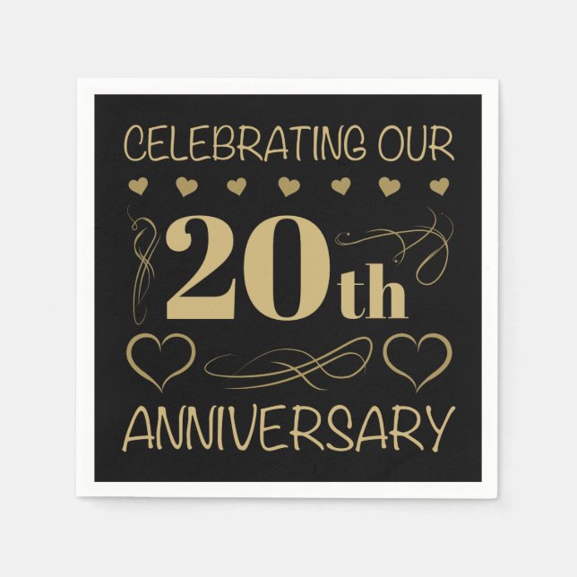 20th Wedding Anniversary Napkin (Front)
