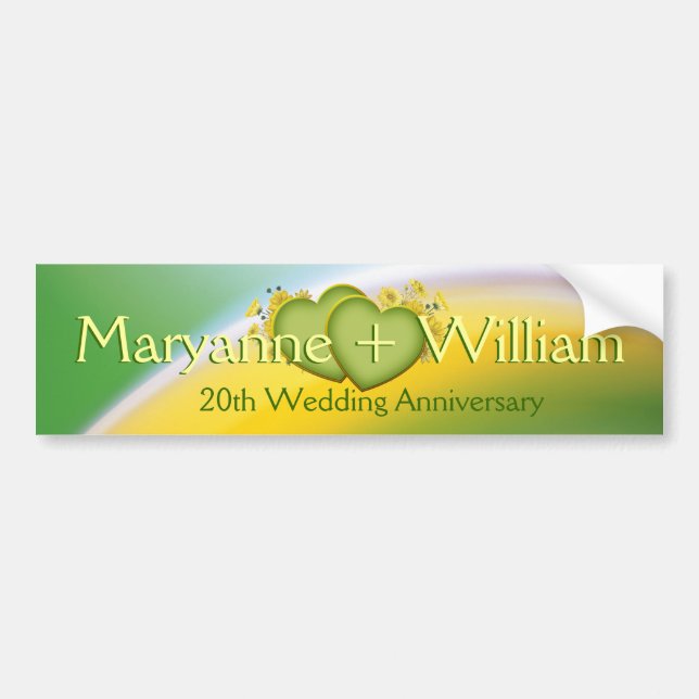 20th Wedding Anniversary Party Decoration Bumper Sticker (Front)
