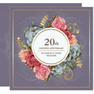 20th Wedding  Anniversary  Invitations  Announcements  