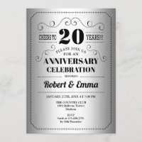 20th Wedding Anniversary Party - Silver Black