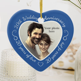 20th Wedding Anniversary Photo Ceramic Tree Decoration