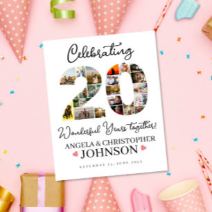 20th Wedding Anniversary Photo Collage party Sign