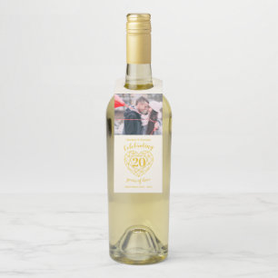 20th wedding Anniversary photo gemstone heart Bottle Tag
