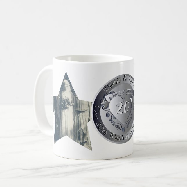 20th Wedding Anniversary Platinum 2 Star Photos Co Coffee Mug (Front Left)