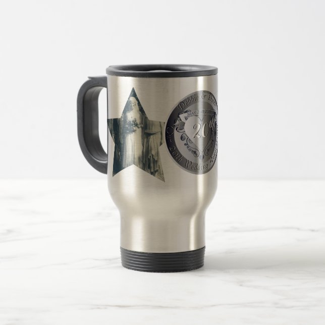 20th Wedding Anniversary Platinum 2 Star Photos  Travel Mug (Front Left)
