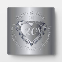 20th Wedding Anniversary Platinum Heart Emblem