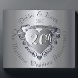 20th Wedding Anniversary Platinum Horizontal Plaque<br><div class="desc">A lovely plaque with your 20th wedding anniversary milestone honoured with my original  3D heart emblem and medallion typography. Beautiful and affordable,  what could be better?!</div>