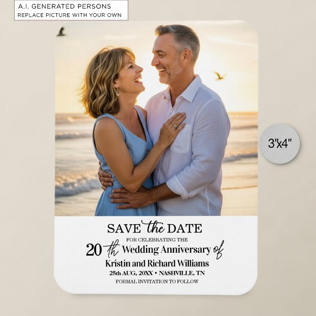 20th Wedding Anniversary Save the Date Photo Magnet (Creator Uploaded)
