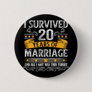 20th Wedding Anniversary Shirt Couples Husband Wif 6 Cm Round Badge
