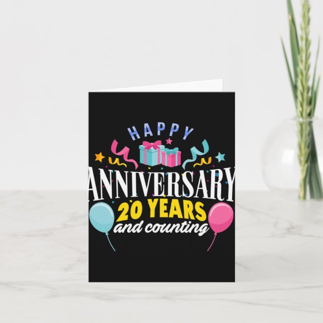 20th Wedding Anniversary T-shirt For Couples 20 Ye Card (Front)