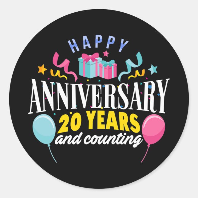20th Wedding Anniversary T-shirt For Couples 20 Ye Classic Round Sticker (Front)