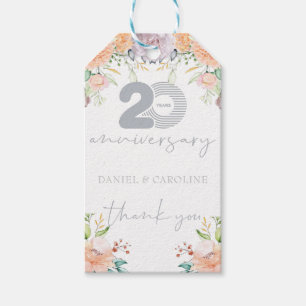 20th Wedding Anniversary Thank you Floral Gift Tags
