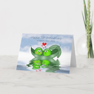 20th Wedding Anniversary,Two Peas in a Pod, Hearts Card