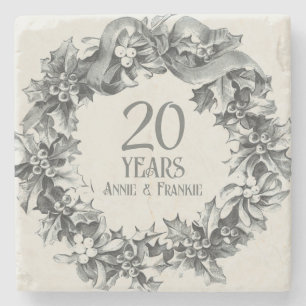 20th Wedding Anniversary vintage antique stylish Stone Coaster