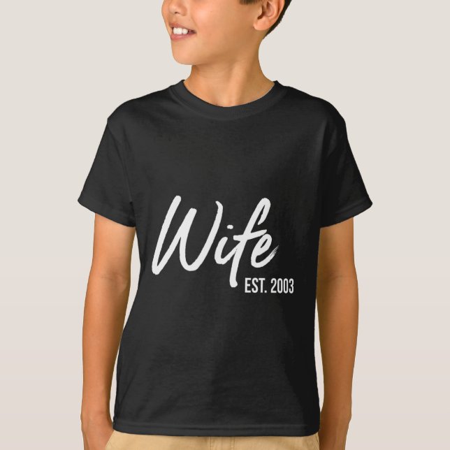 20th Wedding Anniversary Wife Est 2003 T-shirt.png T-Shirt (Front)