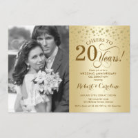 20th Wedding Anniversary with Photo - Gold