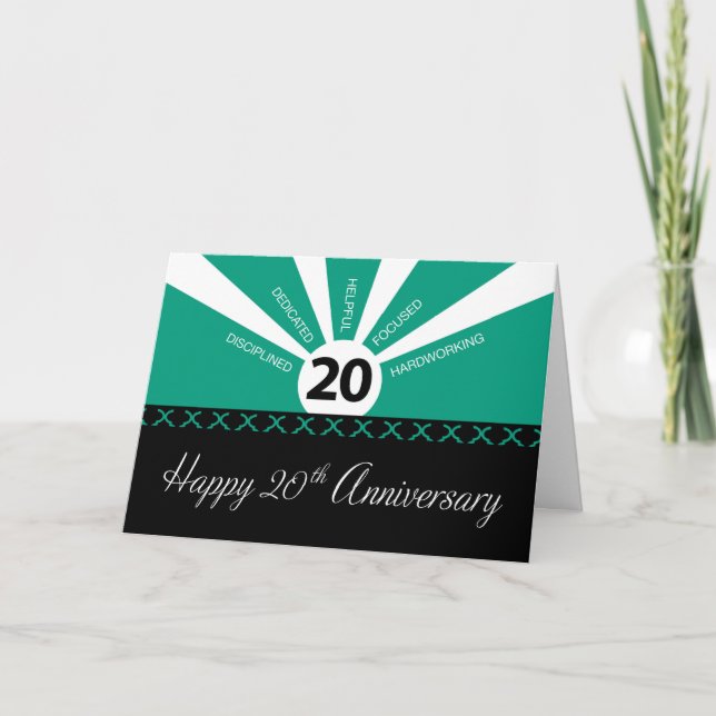 20th Year Business Employee Anniversary, Green Card (Front)