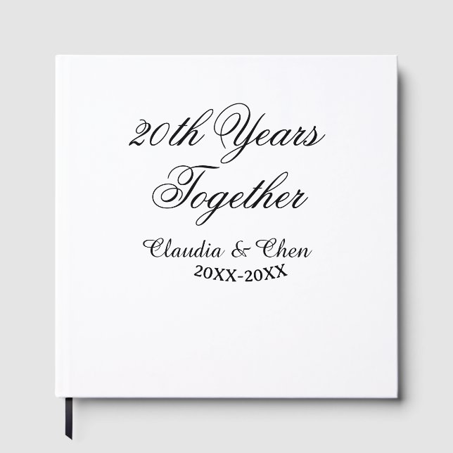 20th Years together anniversary name date year sim Guest Book (Front)