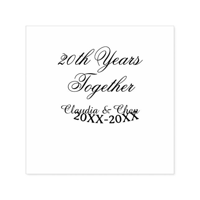 20th Years together anniversary name date year sim Self-inking Stamp (Design)