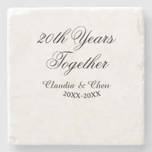 20th Years together anniversary name date year sim Stone Coaster