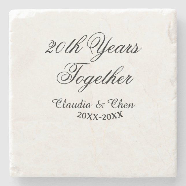 20th Years together anniversary name date year sim Stone Coaster (Front)
