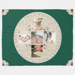 20th yr.Wedding Anniversary 5 Photos Emerald Fleece Blanket