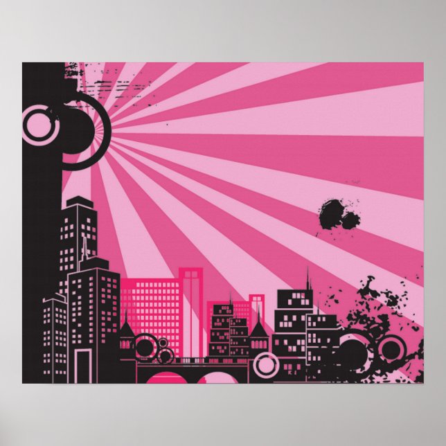 20x16 Abstract Pink City Wall Art (Front)