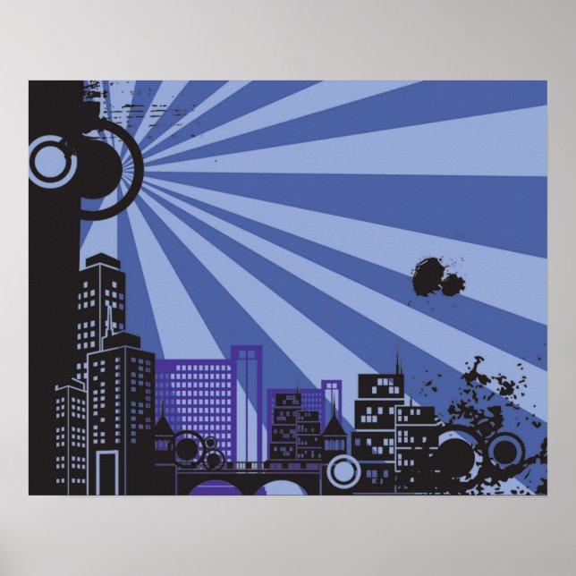 20x16 Abstract Purple City Wall Art (Front)