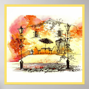 20x20 Abstract City Scene Wall Art