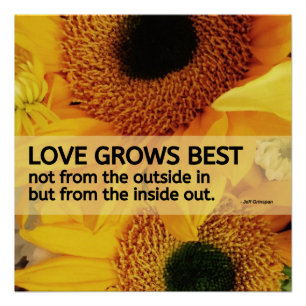 20x20  Love Grows Best / Sunflower Quote Poster