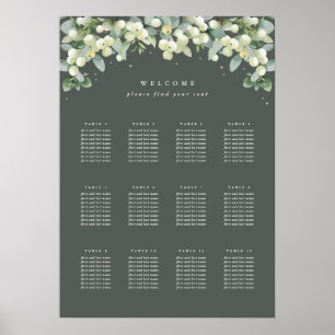20x28" 12 Tables of 8 Wedding Seating Chart Poster